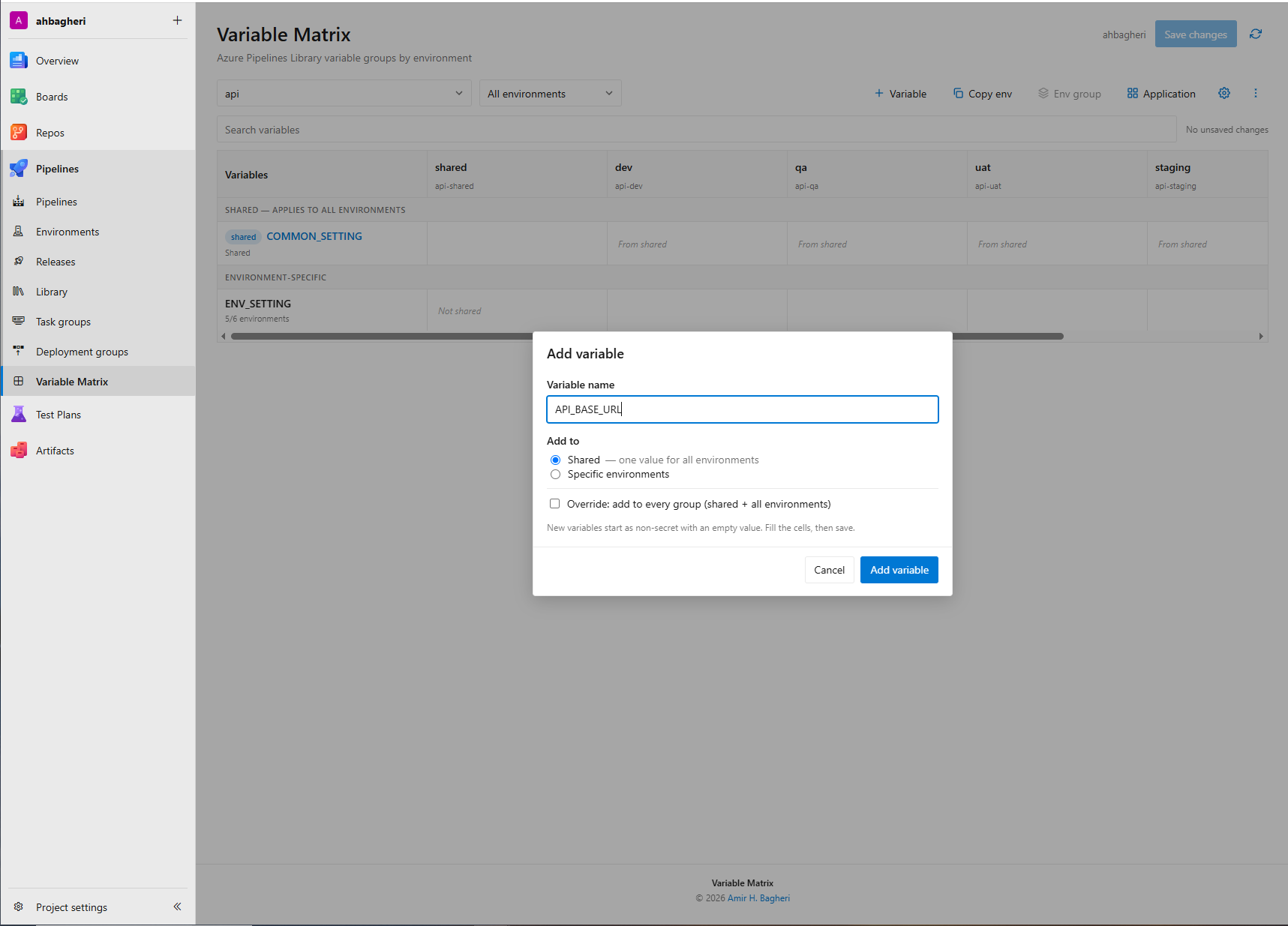 Add variable
